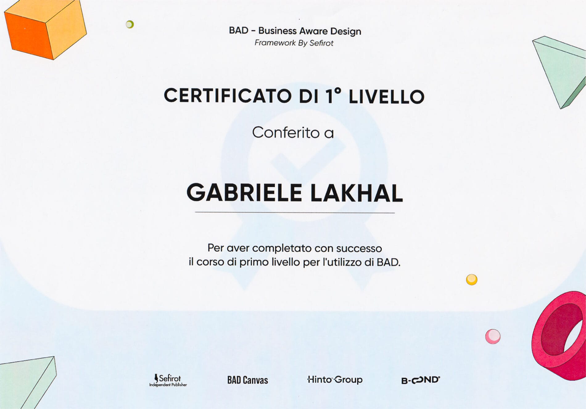 Certificazione BAD Business Aware Design Framework By Sefirot